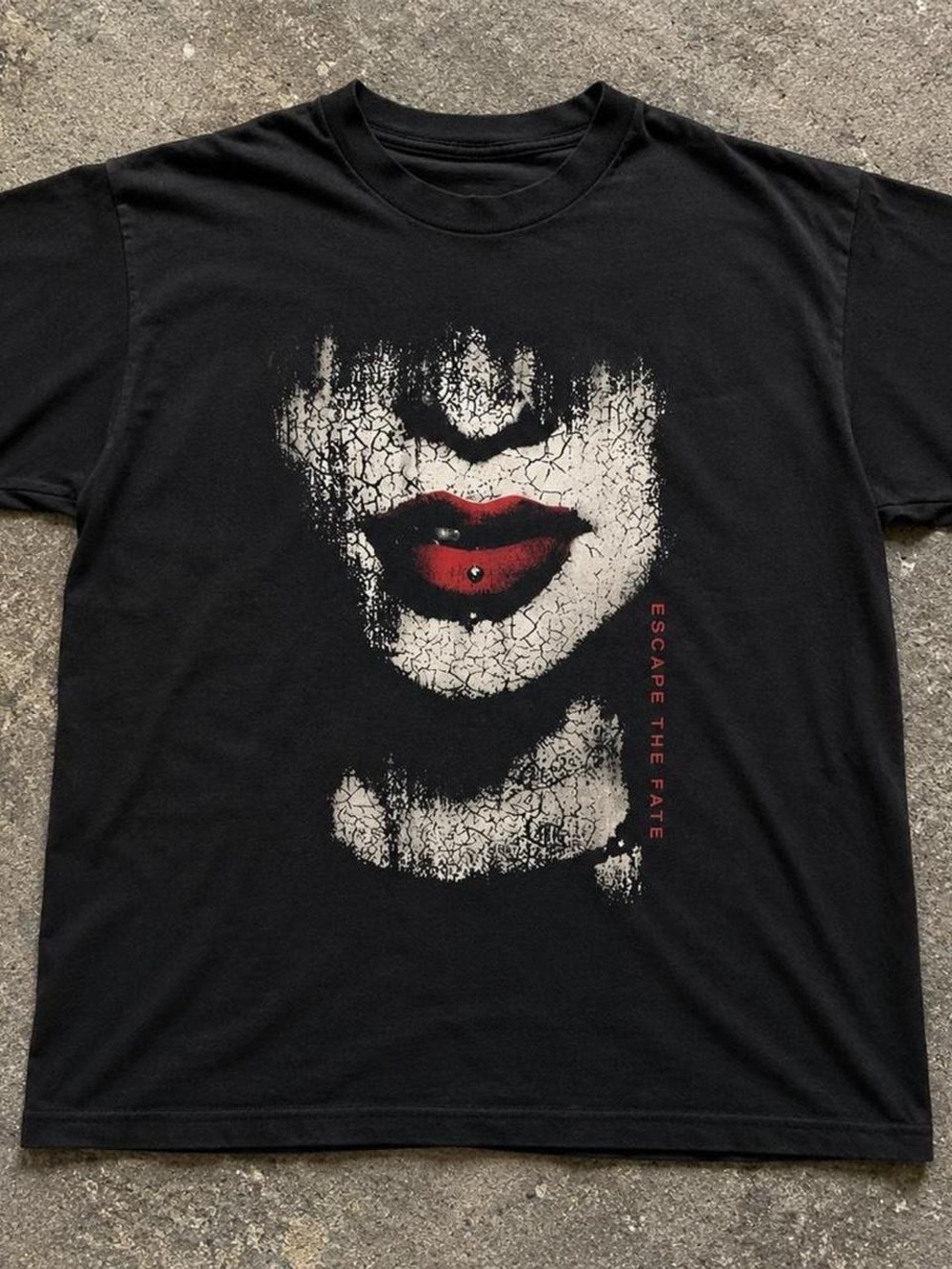 Gildan Black Tee with Red Lip Graphic